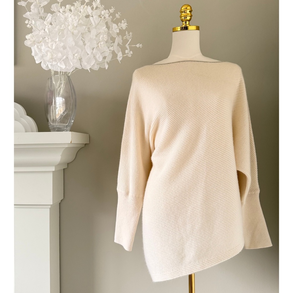 TSE x Saks Fifth Avenue Cashmere Jewel Sweater in White, Sz XL